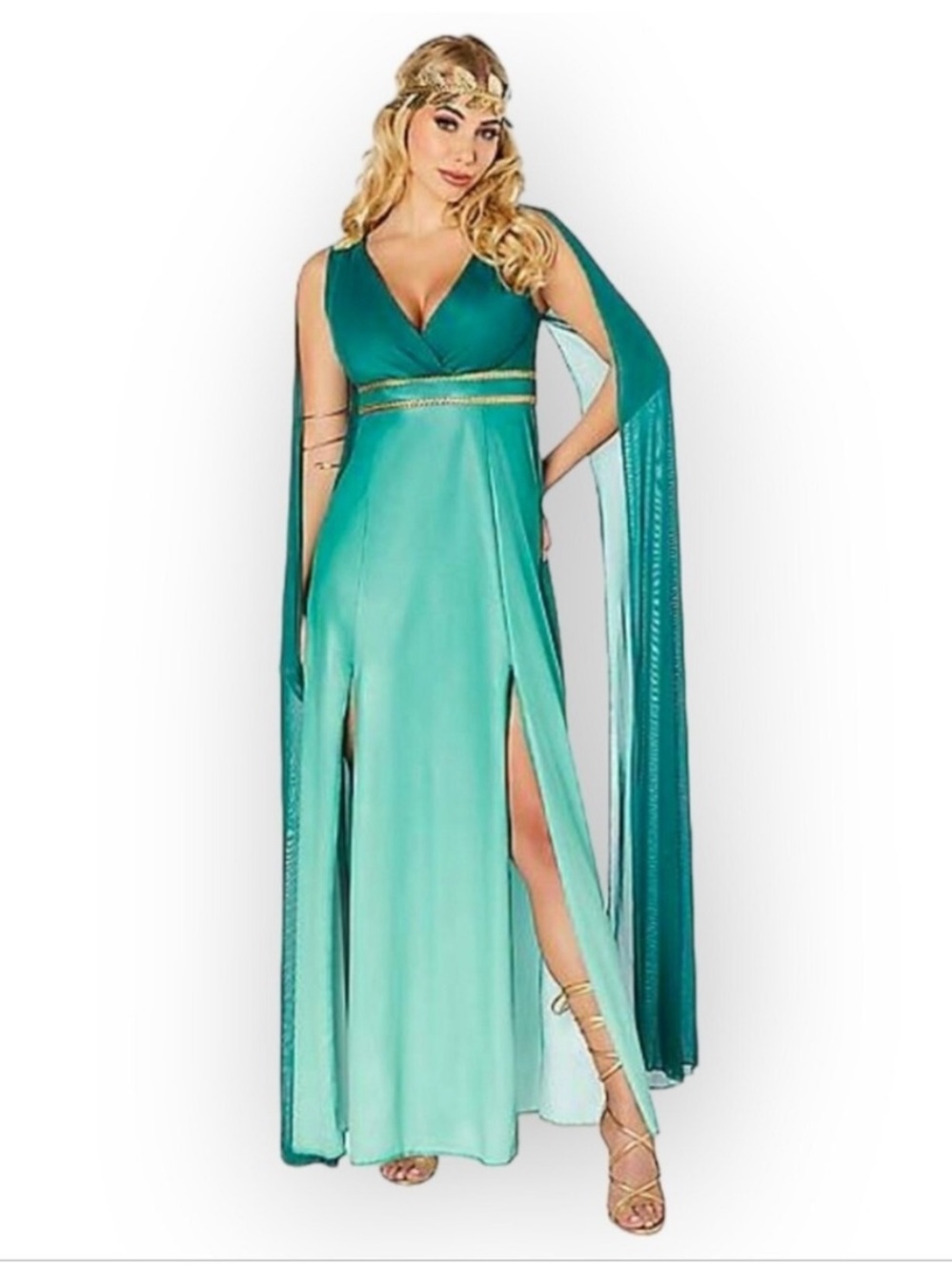 Spirit Halloween Athena‎ Costume Adult large blue medium Greek Goddess Dress